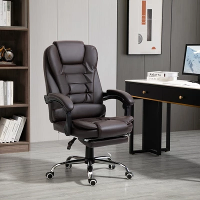 HOMCOM High-Back Executive Office Chair With Footrest, PU Leather Computer Chair With Reclining Function And Armrest, Ergonomic Office Chair, Coffee 2 HOMCOM High-Back Executive Office Chair With Footrest, PU Leather Computer Chair With Reclining Function And Armrest, Ergonomic Office Chair, Coffee - Image 2
