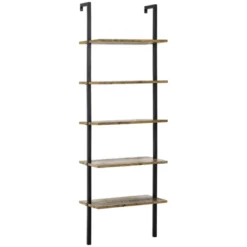 HOMCOM Industrial 5 Tier Ladder Shelf, Wall Mount Storage Shelves Bookcase With Metal Frame, Corner Unit, Plant Flower Rack For Living Room, Balcony, Brown 7 HOMCOM Industrial 5 Tier Ladder Shelf, Wall Mount Storage Shelves Bookcase With Metal Frame, Corner Unit, Plant Flower Rack For Living Room, Balcony, Brown -Homcom GUEST 8aca3e71 d50b 4ba2 a0b8 81be8fdf0976