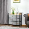 HOMCOM 7-Drawer Dresser, Fabric Chest Of Drawers, 3-Tier Storage Organizer For Bedroom Entryway, Tower Unit With Steel Frame Wooden Top