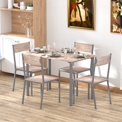 HOMCOM 5 Piece Modern Rectangular Dining Room Table Set With 4 Metal Frame Chairs For Kitchen, Breakfast Nook, Dinette 2 HOMCOM 5 Piece Modern Rectangular Dining Room Table Set With 4 Metal Frame Chairs For Kitchen, Breakfast Nook, Dinette - Image 2