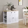 HOMCOM Fluted-Style Wooden Kitchen Island, Storage Cabinet W/ Drawer, Open Shelving, And Interior Shelving For Dining Room
