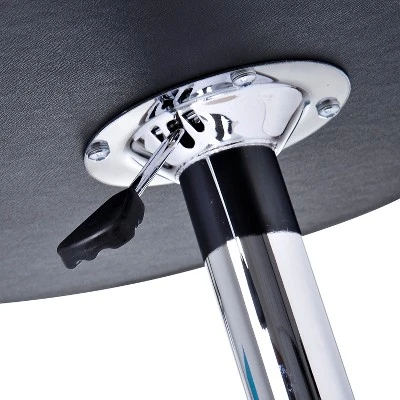 HOMCOM 25" Classic Round Adjustable Faux Leather Chrome Standing Bistro Table 5 HOMCOM 25" Classic Round Adjustable Faux Leather Chrome Standing Bistro Table - Image 5