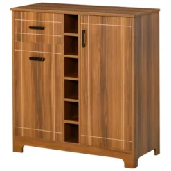 HOMCOM Retro Wine Cabinet For 6 Bottles, Wine Rack Sideboard Serving Bar With Glass Holders And 1 Drawer, Brown -Homcom GUEST 8f80c741 97b6 4df5 b993 bbeb27264206