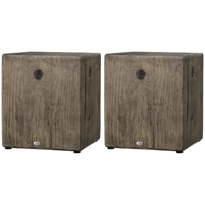 HOMCOM Decorative Side Table With Square Tabletop, Rustic Concrete End Table With Wood Grain Finish, For Indoors And Outdoors, Set Of 2, Gray 3 HOMCOM Decorative Side Table With Square Tabletop, Rustic Concrete End Table With Wood Grain Finish, For Indoors And Outdoors, Set Of 2, Gray - Image 3