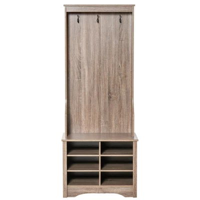 HOMCOM Coat Rack Wooden Hall Tree Storage Organizer Shoe Bench With Shoe Rack 3 Hooks For Hallway Or Living Room, Brown 3 HOMCOM Coat Rack Wooden Hall Tree Storage Organizer Shoe Bench With Shoe Rack 3 Hooks For Hallway Or Living Room, Brown - Image 3