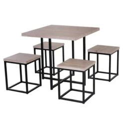 HOMCOM 5 Piece Dining Table Set, Square Kitchen Table Set With Stools For Small Space, Breakfast Nook -Homcom GUEST 91609811 703a 45e3 a29d 48d58b7f8964