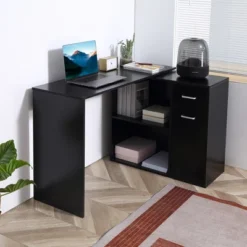 HomCom L-Shaped Computer Desk Workstation With Rotating Storage Shelves And Drawer 16 HomCom L-Shaped Computer Desk Workstation With Rotating Storage Shelves And Drawer -Homcom GUEST 919e56ff b5cd 4d71 8cc6 0070c8fe6e8e