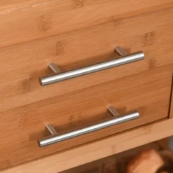 HOMCOM Bamboo Kitchen Island Cart On Wheels, Utility Trolley Cart With 2 Storage Drawers And Open Shelves, Natural -Homcom GUEST 91c0140d dc77 408a 9b6e 1abc2c363855