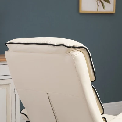 HOMCOM Recliner Chair With Ottoman, PU Leather Swivel High Back Armchair W/ Footrest Stool, 135° Adjustable Backrest And Thick Foam Padding For Home Office Or Living Room 4 HOMCOM Recliner Chair With Ottoman, PU Leather Swivel High Back Armchair W/ Footrest Stool, 135° Adjustable Backrest And Thick Foam Padding For Home Office Or Living Room - Image 4