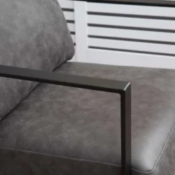 HOMCOM Industrial Accent Chairs With Cushioned Seat And Back, Upholstered Faux Leather Armchair For Bedroom, Living Room Chair With Steel Legs, Gray -Homcom GUEST 9568b023 ebd5 4073 bb97 c2e75e4a79a1