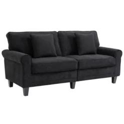 HOMCOM Modern 3-Seater Sofa 78" Thick Padded Comfy Couch With 2 Pillows, Corduroy Fabric Upholstery, Pine Wood Legs And Rounded Arms For Living Room -Homcom GUEST 96ba8efd 11ef 419b b44c e9e37d8a7479