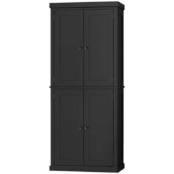 HOMCOM Freestanding Modern 4 Door Kitchen Pantry, Storage Cabinet Organizer With 6-Tier Shelves, And 4 Adjustable Shelves, Black -Homcom GUEST 98c4c085 c0d4 474a bc7e 9eb934853b83