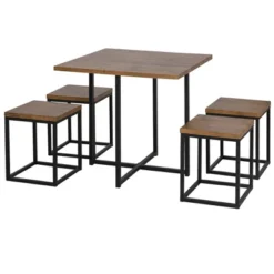 HOMCOM 5 Piece Dining Table Set, Square Kitchen Table Set With Stools For Small Space, Breakfast Nook -Homcom GUEST 9c566aac 5c7a 4d3a a1a5 9d53eab9c3b3