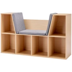 HOMCOM 6-Cubby Kids Bookcase, Reading Nook Organizer With Seat Cushion, Toddler Storage Cabinet Shelf For Playroom Bedroom, 40.5" X 12" X 23.5" -Homcom GUEST 9f7595b4 2ab8 43b6 93dd feba2688f12c