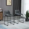 HOMCOM Counter Height Bar Stools Set Of 4, Vintage PU Leather Barstools With Footrest For Dining Room, Home Bar, Kitchen, Black