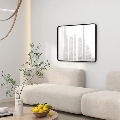 HOMCOM Aluminum Frame Wall Mounted Mirror, Decorative Rectangular Wall Mirror (Horizontal/Vertical) 2 HOMCOM Aluminum Frame Wall Mounted Mirror, Decorative Rectangular Wall Mirror (Horizontal/Vertical) - Image 2