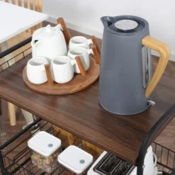 HOMCOM 24" 3-Tier Rolling Kitchen Cart, Utility Storage Trolley With 2 Basket Drawers, Side Hooks For Dining Room -Homcom GUEST a14d8865 93ae 4050 bd06 91af7f2cf514