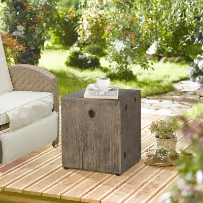 HOMCOM Decorative Side Table With Square Tabletop, Rustic Concrete End Table With Wood Grain Finish, For Indoors And Outdoors, Set Of 2, Gray 2 HOMCOM Decorative Side Table With Square Tabletop, Rustic Concrete End Table With Wood Grain Finish, For Indoors And Outdoors, Set Of 2, Gray - Image 2