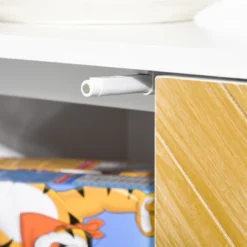 HOMCOM Modern 3 Door Accent Sideboard Storage Cabinet With Chevron Pattern And Adjustable Shelving, Natural Wood -Homcom GUEST a1a2bf48 5580 4a4a bd87 b7c6f87fac90