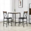 HOMCOM 3 Piece Bar Table And Chair Set, Dining Table And Armless Chairs Set With PU Padded Stools And Steel Frame, Brown