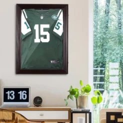 HOMCOM 35” X 26” UV-Resistant Sports Jersey Frame Display Case - Cherry Brown