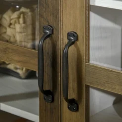 HOMCOM Kitchen Sideboard, Glass Door Buffet Cabinet, Accent Cupboard With Adjustable Storage Shelf For Living Room, Distressed White -Homcom GUEST a60fec10 1241 41a7 9326 da776cff95d5