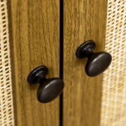 HOMCOM Rustic Bookshelf With Cabinet & Rattan, Tall Bookshelf Library, Wooden Bookcase With Doors And Shelves, Study Living Room Home Office, Walnut -Homcom GUEST a76b15f2 fdda 478b 8ee9 06a2cac45dd2