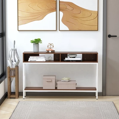 HOMCOM Industrial Style Entryway Console Table Desk With Shelf For Living Room, Or Bedroom 2 HOMCOM Industrial Style Entryway Console Table Desk With Shelf For Living Room, Or Bedroom - Image 2