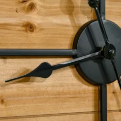 HOMCOM 36 Inch Large Wall Clock, Square Silent Non Ticking Metal Wood Farmhouse Roman Numeral Clocks Decor, Battery Operated, Black And Natural -Homcom GUEST a8d29820 8388 419a 9ec8 1d3128cec95a