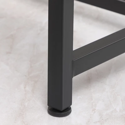 HOMCOM Industrial 3-Piece Dining Table Set, Rectangular Kitchen Table And Chairs For 4 People, Space-Saving Dinner Table Two Benches, Rustic Brown 4 HOMCOM Industrial 3-Piece Dining Table Set, Rectangular Kitchen Table And Chairs For 4 People, Space-Saving Dinner Table Two Benches, Rustic Brown - Image 4