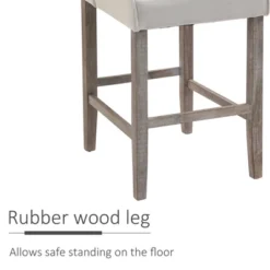 HOMCOM 26.25" Counter Height Bar Stools Set Of 2, Tufted Wingback Armless Upholstered Dining Chair With Rubber Wood Legs 9 HOMCOM 26.25" Counter Height Bar Stools Set Of 2, Tufted Wingback Armless Upholstered Dining Chair With Rubber Wood Legs -Homcom GUEST aa41506b a644 4caa 88fb 2d18fc6533f2