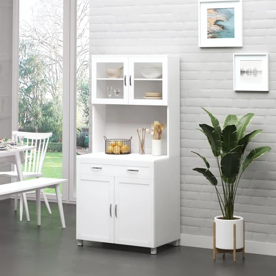 HOMCOM 67" Buffet With Hutch, Modern Kitchen Pantry, Freestanding Storage Cabinet With Framed Glass Doors, Shelves And Drawers, White 2 HOMCOM 67" Buffet With Hutch, Modern Kitchen Pantry, Freestanding Storage Cabinet With Framed Glass Doors, Shelves And Drawers, White - Image 2