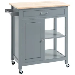 HOMCOM Rolling Kitchen Cart With Wood Top, Kitchen Island With Storage Drawer On Wheels For Dining Room -Homcom GUEST aed5098c 78fc 4944 b595 04ccafa368f3