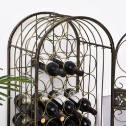 HOMCOM 45 Bottle Wrought Iron Wine Rack Jail With Lock - Antique Bronze -Homcom GUEST b03a2298 ca51 48a7 9601 9b2f9bc9d008