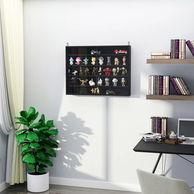 HOMCOM 5-storey Wall Shelf Display Cabinet, Shotglass Display Case W/2 Glass Doors And 4 Adjustable Shelves 1 HOMCOM 5-storey Wall Shelf Display Cabinet, Shotglass Display Case W/2 Glass Doors And 4 Adjustable Shelves