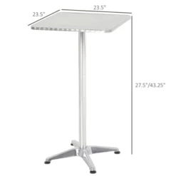 HOMCOM 24” Adjustable Square Stainless Steel Top Aluminum Standing Bistro Bar Table -Homcom GUEST b1923665 3b11 470d 8703 a7639529b41a