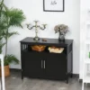 HOMCOM Kitchen Sideboard, Buffet Cabinet, Wooden Storage Console Table With 2-Level Cabinet And Open Shelf, Black