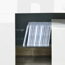 HOMCOM High Gloss TV Stand Cabinet With Remote Controlled LED Lights, Media TV Console Table With Storage Compartment For TVs Up To 65", White -Homcom GUEST b32e0ca0 c733 4ab3 88e5 8e51aedeb7c1