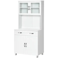 HOMCOM 67" Buffet With Hutch, Modern Kitchen Pantry, Freestanding Storage Cabinet With Framed Glass Doors, Shelves And Drawers, White 9 HOMCOM 67" Buffet With Hutch, Modern Kitchen Pantry, Freestanding Storage Cabinet With Framed Glass Doors, Shelves And Drawers, White -Homcom GUEST b3331af5 e00f 4eb3 8fdd 281af59cdf2a