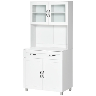 HOMCOM 67" Buffet With Hutch, Modern Kitchen Pantry, Freestanding Storage Cabinet With Framed Glass Doors, Shelves And Drawers, White 3 HOMCOM 67" Buffet With Hutch, Modern Kitchen Pantry, Freestanding Storage Cabinet With Framed Glass Doors, Shelves And Drawers, White - Image 3