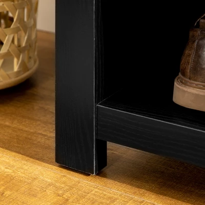 HOMCOM Hall Tree With Shoe Storage Bench, Entryway Bench With Coat Rack, Accent Coat Tree With Adjustable Shelves For Hallway, Mud Room, Black 5 HOMCOM Hall Tree With Shoe Storage Bench, Entryway Bench With Coat Rack, Accent Coat Tree With Adjustable Shelves For Hallway, Mud Room, Black - Image 5