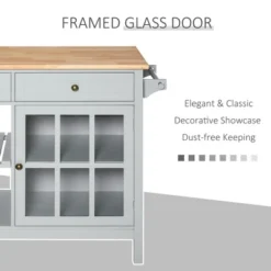 HOMCOM Kitchen Island Utility Storage Trolley Cart With Rubber Wood Top, Towel Rack, 2 Cabinets & Drawers For Dining Room -Homcom GUEST b4ef1159 ec50 4a02 a8e5 fd12e59bfbff