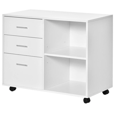 HOMCOM 3 Drawer Printer Stand, Mobile Lateral File Cabinet With 2 Storage Shelves For Home Office 3 HOMCOM 3 Drawer Printer Stand, Mobile Lateral File Cabinet With 2 Storage Shelves For Home Office - Image 3