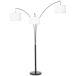 HOMCOM Arc Floor Lamp With 3 Hanging Drum Shape Lampshade, Flexible Steel Pole And Marble Round Base, Black/White -Homcom GUEST b8a5fa42 0ee6 47aa a31d 9fb35e0bb6fa