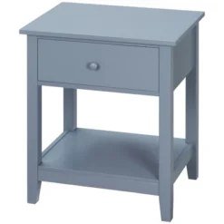 HOMCOM Modern Style Nightstand, Side Table With Drawer And Storage Shelf For Bedroom, Or Living Room, Gray -Homcom GUEST ba620ca8 9c3d 4926 89a9 ab2c22051f98