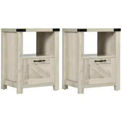 HOMCOM Farmhouse Side Table With 1 Drawer, 1 Open Shelf And Tabletop For Living Room, Set Of 2, Oak 7 HOMCOM Farmhouse Side Table With 1 Drawer, 1 Open Shelf And Tabletop For Living Room, Set Of 2, Oak -Homcom GUEST bc382ef3 8332 4236 8c94 d6f175fd5b8e