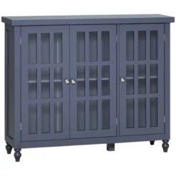 HOMCOM Modern Kitchen Sideboard, Buffet Cabinet With Storage, Adjustable Shelves For Living Room, Study, 3 Glass Doors, Gray -Homcom GUEST bd4e4ed2 5c3f 4ec0 8588 8f34db08d8eb