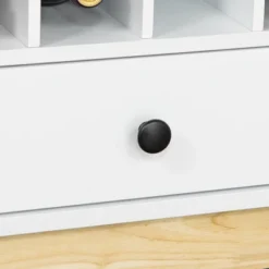 HOMCOM Glass Door Bar Cabinet With Storage In 12-Bottle Wine Rack, Drawer, & Shelves, Sideboard Buffet Cabinet Kitchen & Dining Room Cabinet, White -Homcom GUEST bdbffdb1 5ea0 4c41 9326 b2cc0cbbeae9