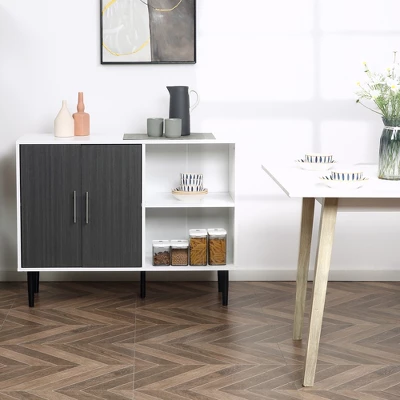 HOMCOM Storage Sideboard, Buffet Cabinet With Adjustable Shelf, Free Standing 2-Door Kitchen Cupboard For Dining Room, Hallway, Grey 2 HOMCOM Storage Sideboard, Buffet Cabinet With Adjustable Shelf, Free Standing 2-Door Kitchen Cupboard For Dining Room, Hallway, Grey - Image 2