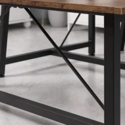 HOMCOM Industrial 3-Piece Dining Table Set, Rectangular Kitchen Table And Chairs For 4 People, Space-Saving Dinner Table Two Benches, Rustic Brown 9 HOMCOM Industrial 3-Piece Dining Table Set, Rectangular Kitchen Table And Chairs For 4 People, Space-Saving Dinner Table Two Benches, Rustic Brown -Homcom GUEST c055d260 982a 41bc b3e2 03fb60facb26